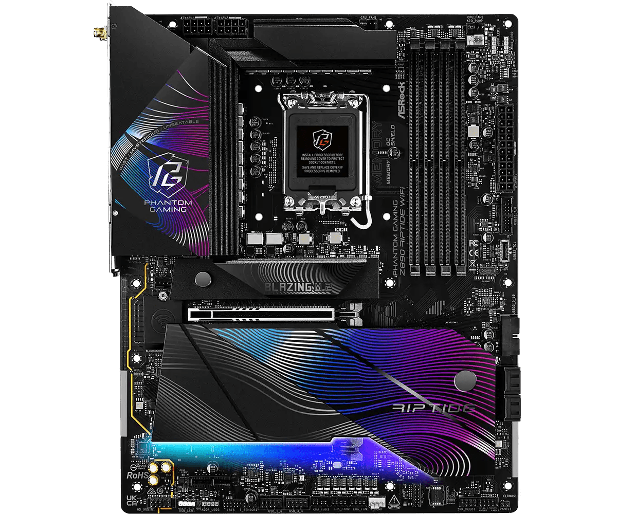 ASRock PHANTOM GAMING Z890 Riptide WiFi LGA1851 Socket Gaming Motherboard - Vektra Computers LLC ASRock PHANTOM GAMING Z890 Riptide WiFi LGA1851 Socket Gaming Motherboard - Vektra Computers LLC